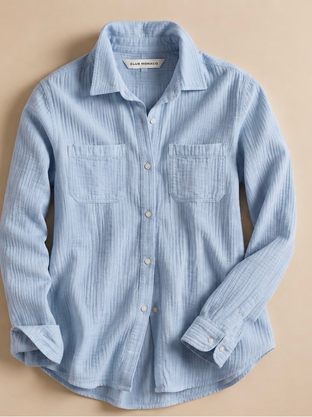Club Monaco Light Blue Textured Cotton Button-Down Shirt - 75% OFF MSRP!!!